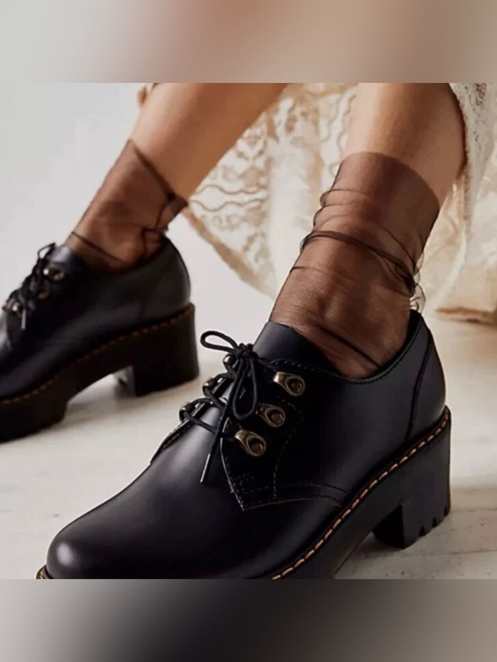 Dr. Martens Black Lace-Up Chunky Heel Leona Lo Boots